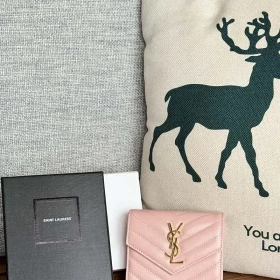 YSL Cassandre Matelass Envelope Wallet Pink Wallet