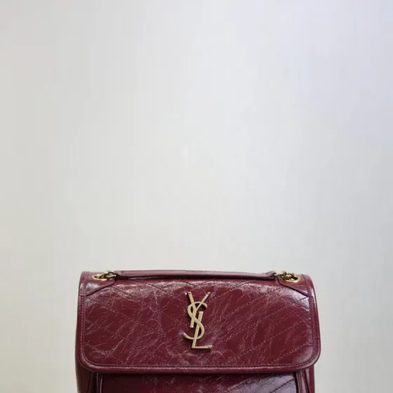YSL Niki Baby Burgundy Shoulder Bag