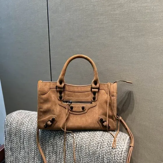 Balenciaga Le City Small Bag Camel Suede Top Handle