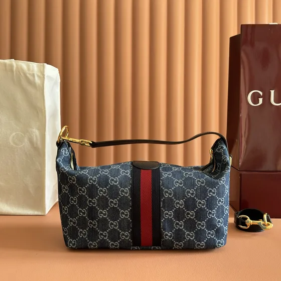 Gucci Ophidia Gg Small Hobo Bag(Denim) Dark Blau Denim Hobo