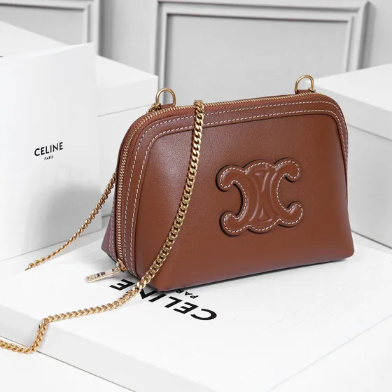 Celine Triomphe Chain Clutch Coklat Crossbody
