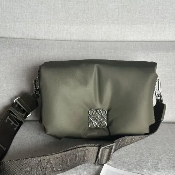 Loewe Goya Puffer Small Messenger Khaki Green Crossbody