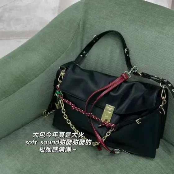 Prada Large Soft Sound Shoulder Bag With Charms Black Shoulder Bag