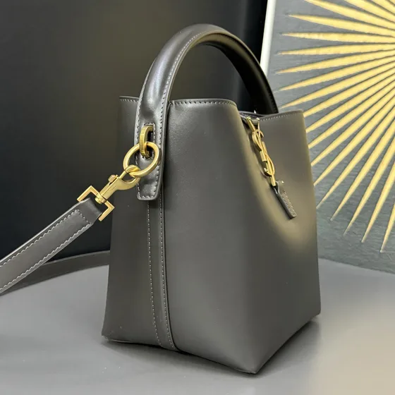 YSL Le 37 Mini Bolsa balde Cinza Crossbody
