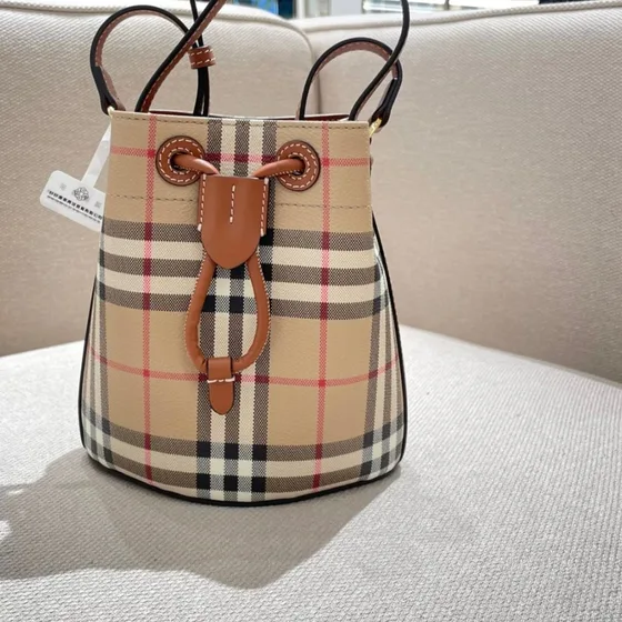 Burberry Mini Check Spandtasketur Beige/Briar Brun Skuldertaske