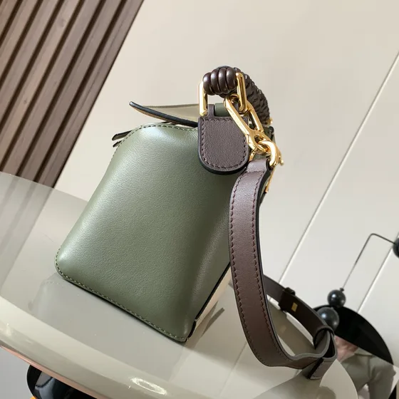 Loewe Puzzle Edge Small Bag Mehrfarbig (Weiß/Olive Grün/Dark Braun Crossbody/Henkel Bag