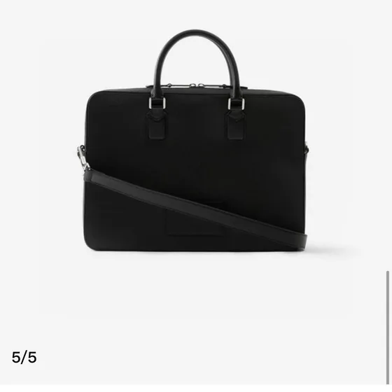 Burberry Tb Logo Skinn Aktmappe Sort Tophåndtak