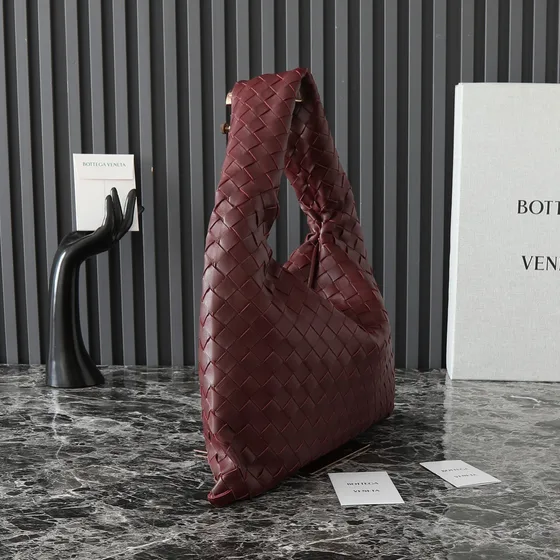 Bottega Veneta Small Hop Shoulder Bag Burgundy Hobo