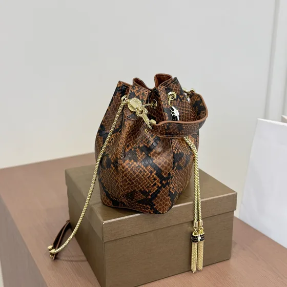 Bvlgari Serpenti Forever Bucket Bag Brown Crossbody