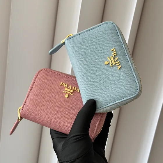 Prada Saffiano Metal Zip Around Card Case Pelbagai warna Card Holder