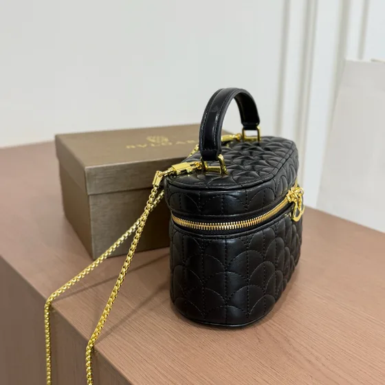 Bvlgari Serpenti Cabochon Vanity Case Black Top Handle