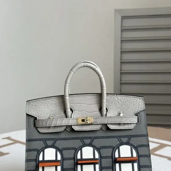 Hermes Birkin 20 Faubourg Sellier Grey Multicolor 20cm Top Handle