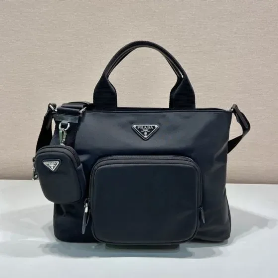 Prada Re-Nylon Multi-Pocket Top Handle Bag Black Top Handle