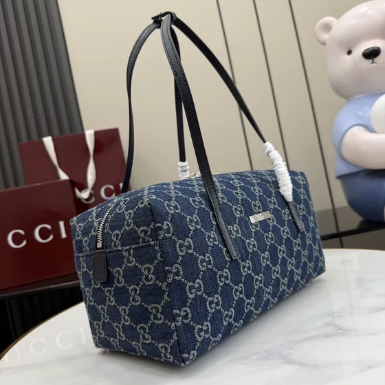 Gucci Gg Denim Medium Bolsa de ombro Dark Azul Bolsa de ombro