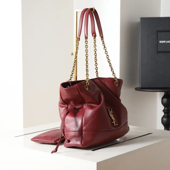 YSL Jamie Shopping Bag Burgunder Skulderveske