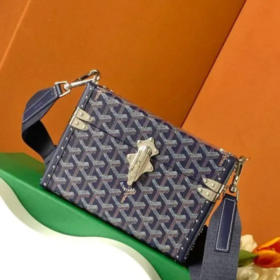 Goyard Coffre Manoir Pm Navy Blue Crossbody