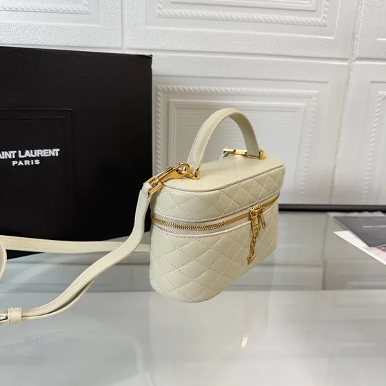 YSL Gaby Vanity Bag Krim Putih Top Handle