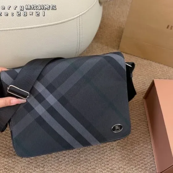 Burberry Check Crossbody Messenger Bag Charcoal Check Black 28 21cm Crossbody