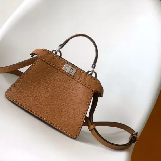 Fendi Peekaboo Caramel Brown Crossbody