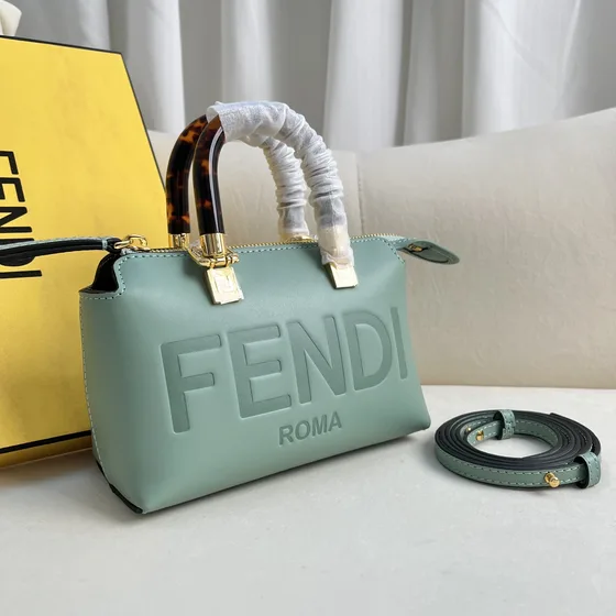 Fendi By The Way Mini Boston Bag Mint Green Top Handle
