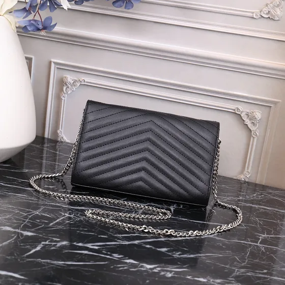 YSL Cassandre Envelope Chain Tegnebog Sort Woc