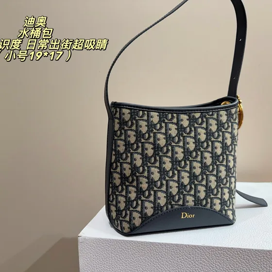 Dior Oblique Borsa a secchiello Blu 26*20cm Borsa a spalla