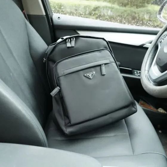 Prada Re-Nylon And Saffiano Leather Backpack Black Backpack