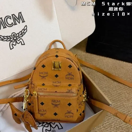 MCM Stark Side Studs Mini Backpack Cognac 18cm Backpack