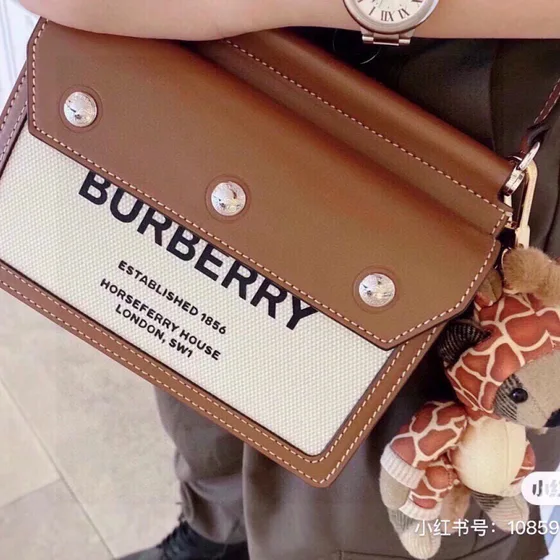 Burberry Horseferry Print Lona And Piel Bolso cruzado Marrón/Beige Crossbody