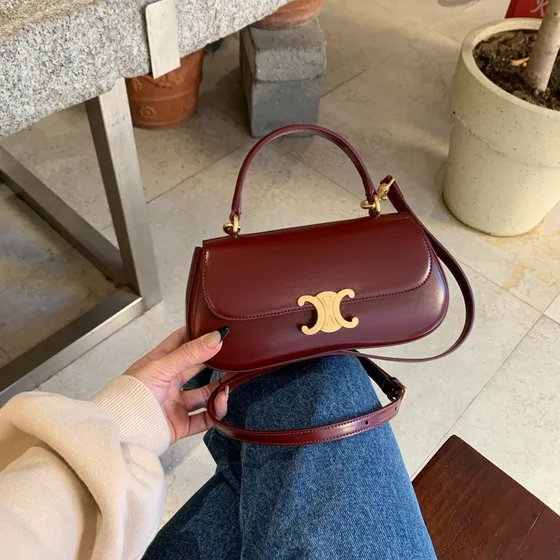 Celine Triomphe Borgoña Bolso bandolera