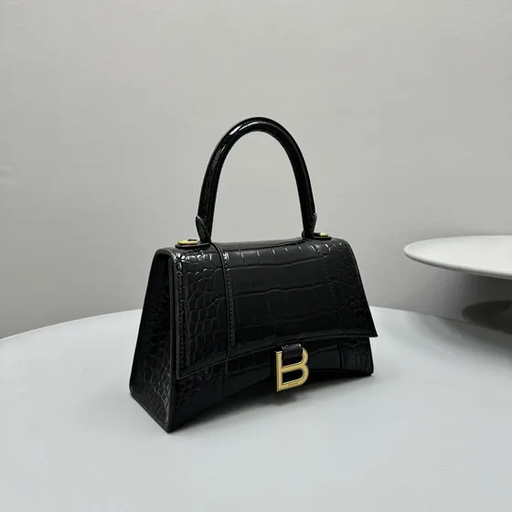 Balenciaga Hourglass Top Handle Bag Black Top Handle