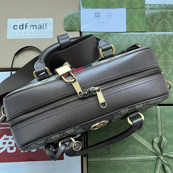 Gucci Savoy Medium Duffle Bag Beige Ebony Henkel