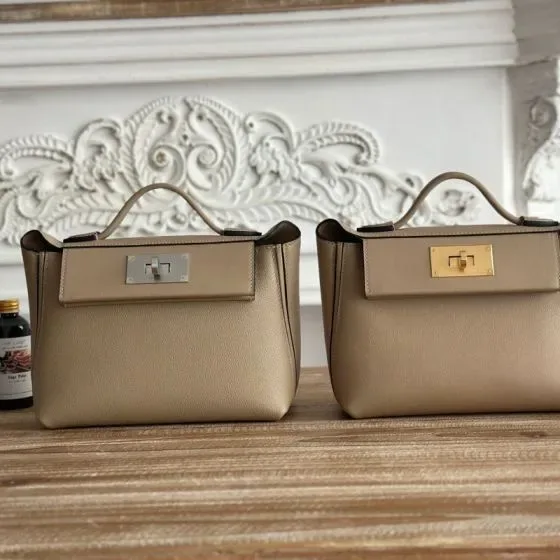 Hermes Mini 24 24 Trench Beige Marfa Top Handle