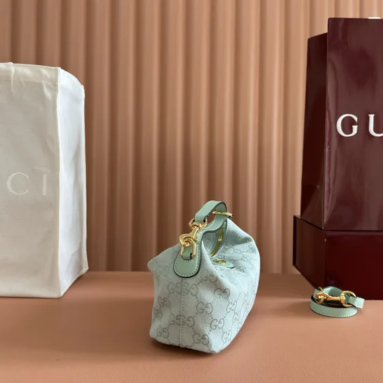 Gucci Gg Vải bạt Mini Top Handle Bag Light Xanh dương Top Handle