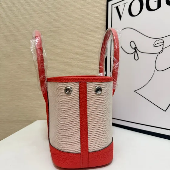 Hermes Garden Party Beige And Red Top Handle