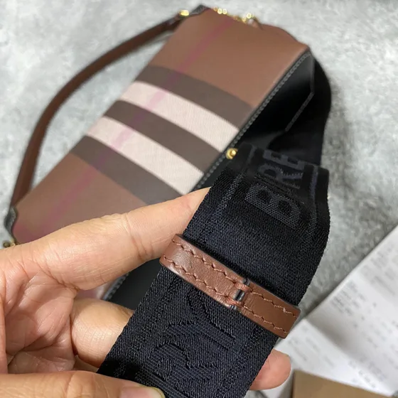 Burberry Sm Note Dark Birch Coklat Check Crossbody