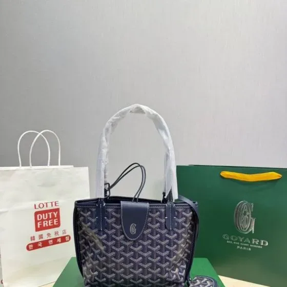 Goyard Anjou Mini Navy Blue Tote Bag