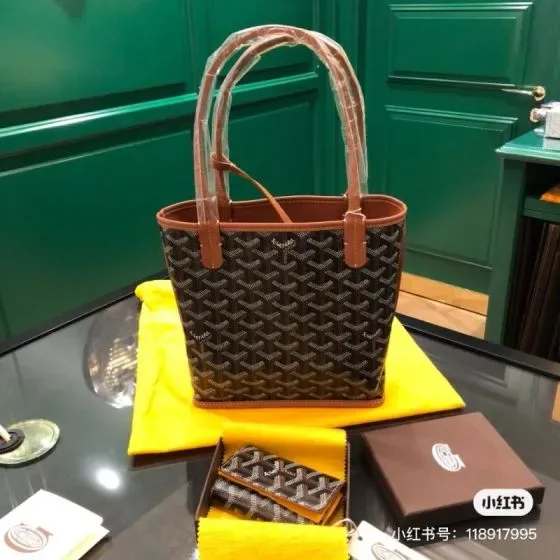 Goyard Anjou Mini Black Brown Tote Bag