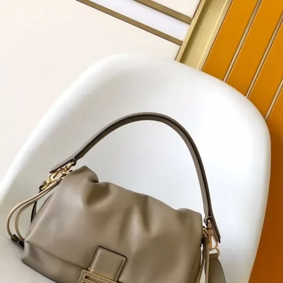 Fendi Mamma Baguette Dove Grey Shoulder Bag