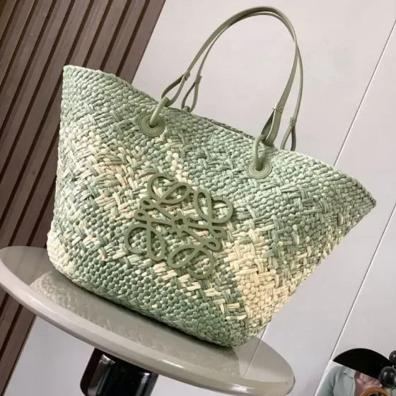 Loewe Anagram Basket Bag Light Green Beige Tote Bag