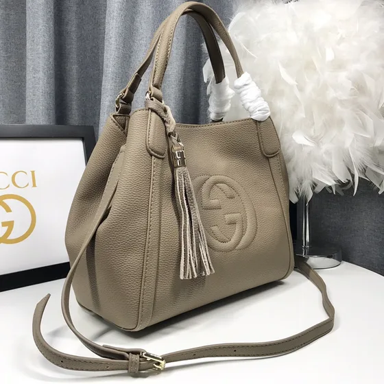 Gucci Soho Top Handle Bag Elephant Gray 30x26x14cm Top Handle