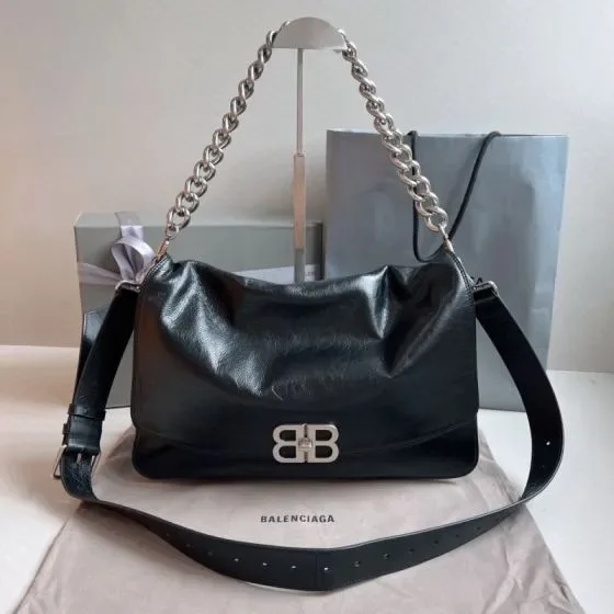Balenciaga Bb Soft Large Flap Bag Black Shoulder Bag