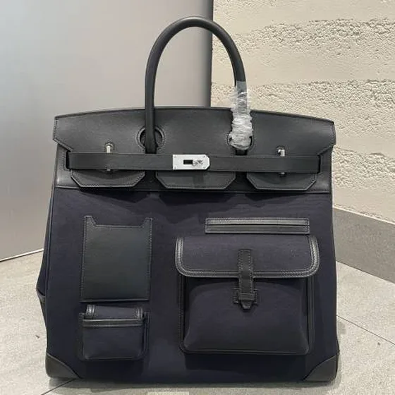 Hermes Haut a Courroies 40 Cargo Black canvas and leather 40 business