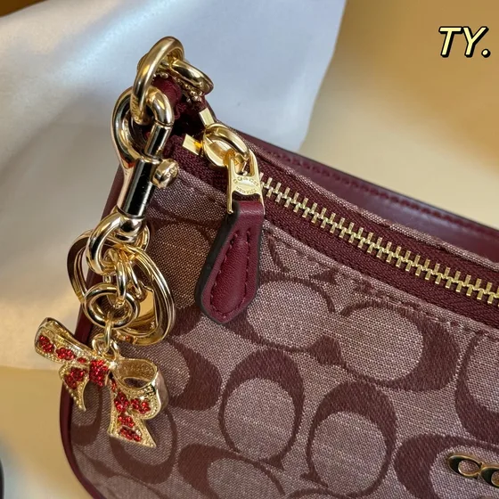 Coach Teri Skulderveske Burgunder Signature Chambray Skulderveske