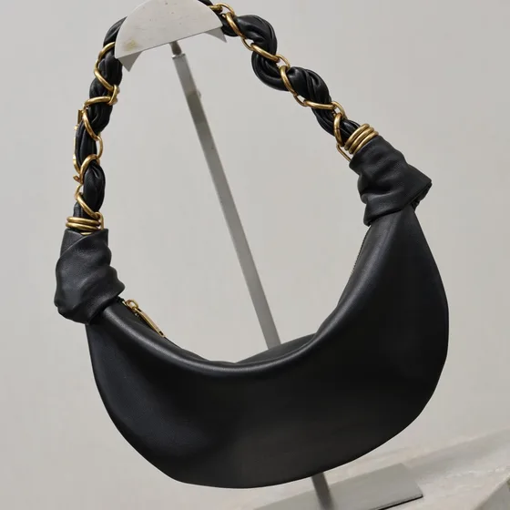 YSL Leather Chain Hobo Bag Black Hobo