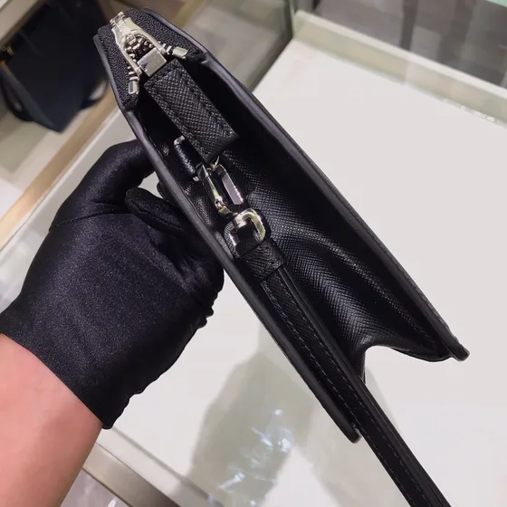 Prada Saffiano Leather Clutch Black Clutch