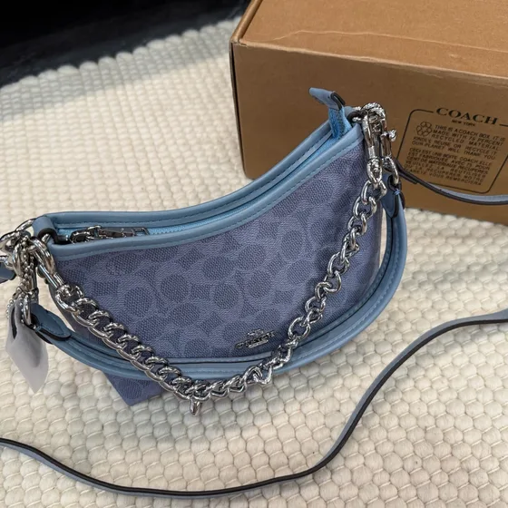Coach Mini Payton In Signature Canvas Light Blue Crossbody