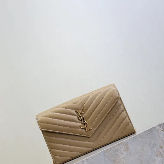 YSL Cassandre Matelass Flap Wallet Beige Wallet