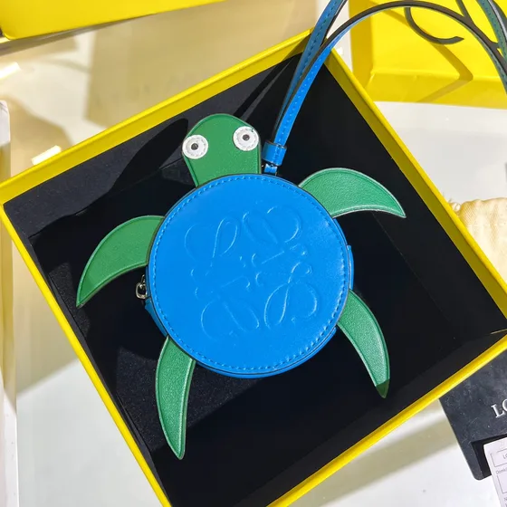Loewe Turtle Coin Purse Neck Strap Blue Green Coin Purse
