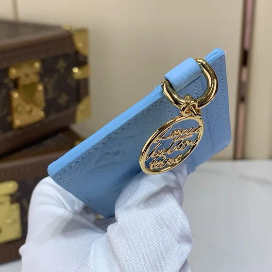 Louis Vuitton Lv Charm Card Holder Light Blue Card Holder